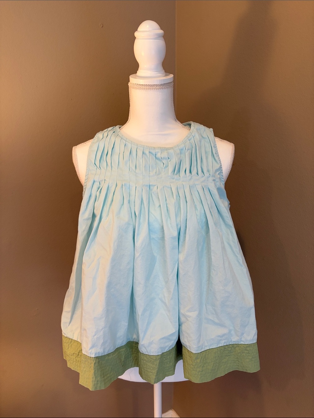 Light Blue Top with Olive Hem